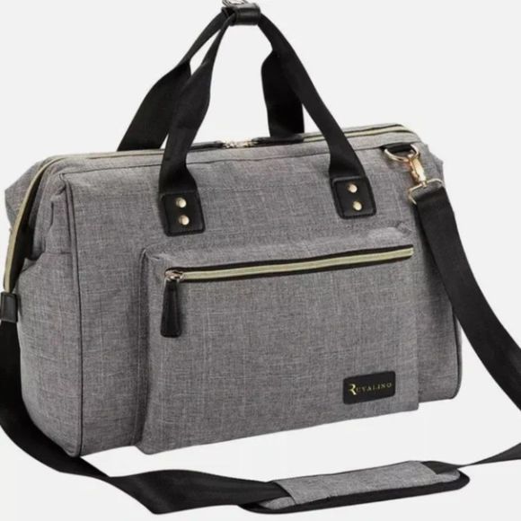 Ruvalino Handbags - Ruvalino Grey Black Carryall Travel Tote Diaper Bag